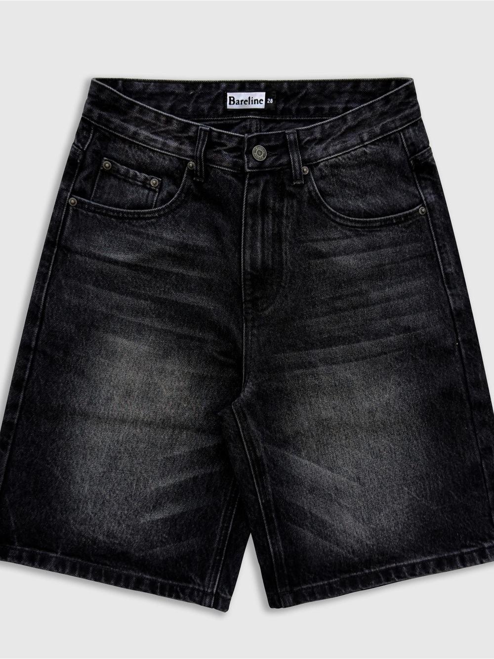 Bareline Men's Black Washed Denim Shorts- size 28